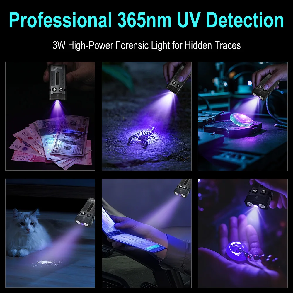 BORU EV20 EDC Torcia LED Portachiavi Luce RGB Luce 1100LM Tipo-C Mini torcia ricaricabile Lanterna tascabile da campeggio esterna