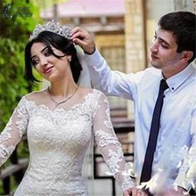  New Elegant Lace Applique Long Sleeves Mermaid Wedding Dresses Bridal Gown Celebrity vestido De Noiva 2022 robe de mariee 