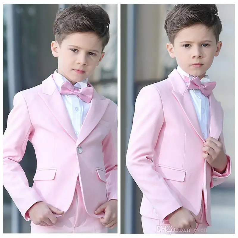 

Boy's Formal Wear Jacket Pants 2Pcs Set Pink Boys suits for weddings Kids Prom Wedding Suits for Boy Children