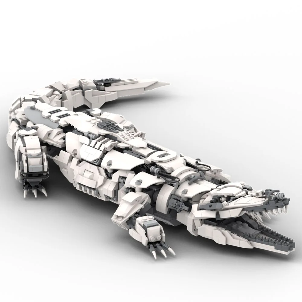 Moc Diy Mecha Crocodile Building Block Toy Marine Life Robot Monster Fire Salamander Reptile Brick Toy Children'S Birthday Gift