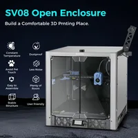 Metal and Tempered Glass Open Enclosure with Drag Chain and Fan for SV08 1