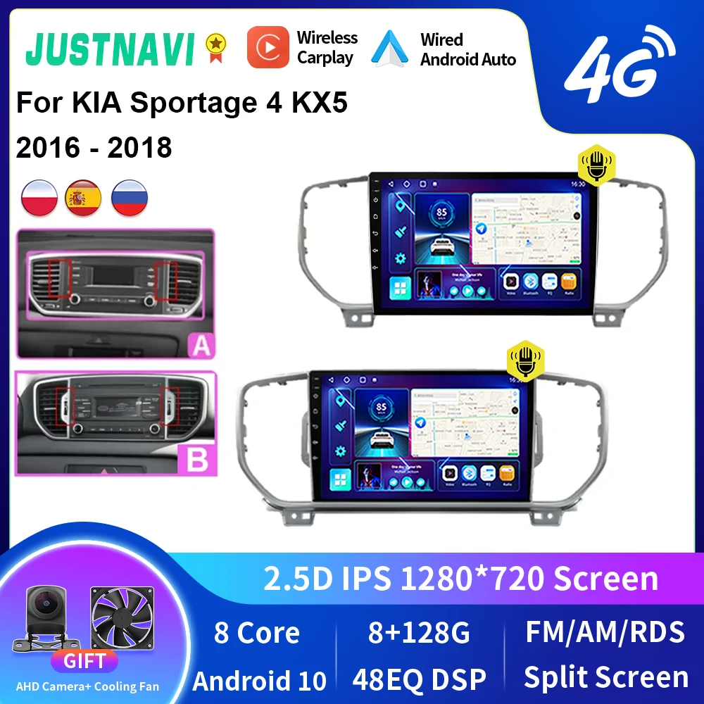

Автомагнитола JUSTNAVI, мультимедийный плеер для Kia Sportage 4 QL KX5 2016-2023, Авторадио, стерео, Carplay, DSP, навигация, видеоплеер