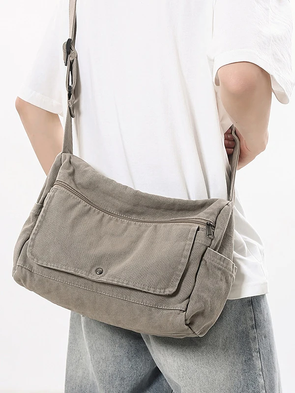 Retro Waed Canvas Crossbody Bag Men's New Trend Large Capaci Single oulder Bag Women's Sport Casual Menger Bag