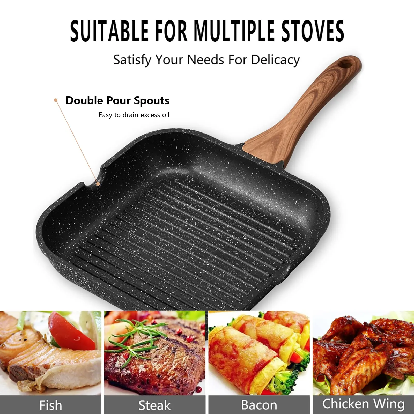 Carote - This 11'' excellent square grill pan is made of vacuum