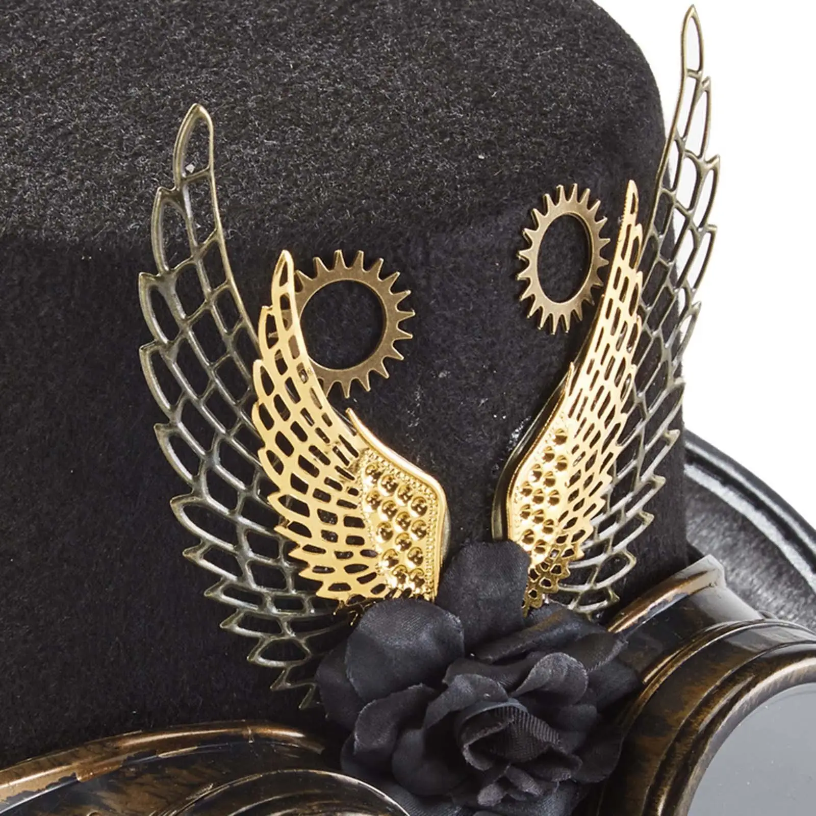 Vintage Steampunk Hat with Goggles Black Top Hat for Men Women Masquerade Costume Party Gothic Jazz Hat Unisex Durable