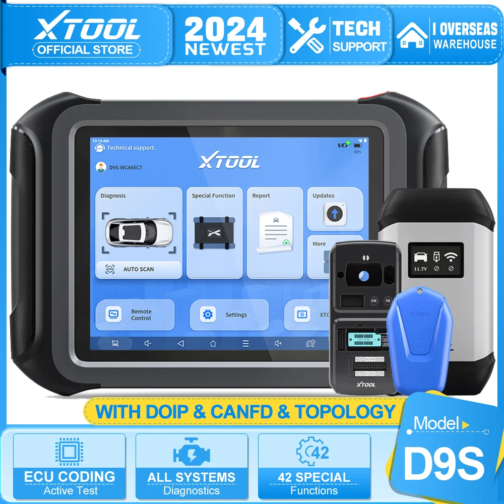 XTOOL D9S is upgraded of D9 D8 Professional Wireless WiFi automotive scanner ECU Coding 42 Services With DOIP CANFD Topology