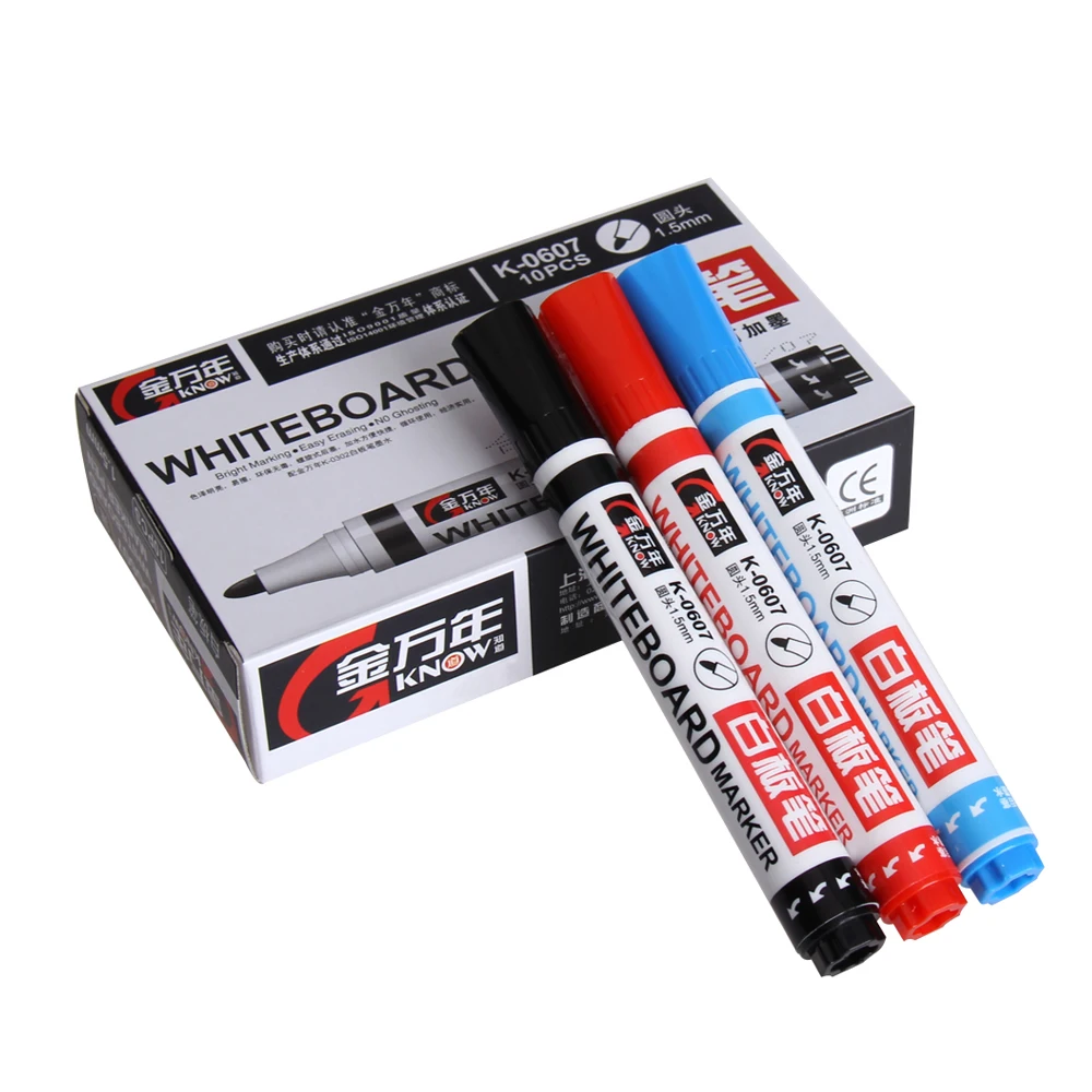 1.5mm Erasable refillable whiteboard pens for teaching training office easy wiping clean red blue black