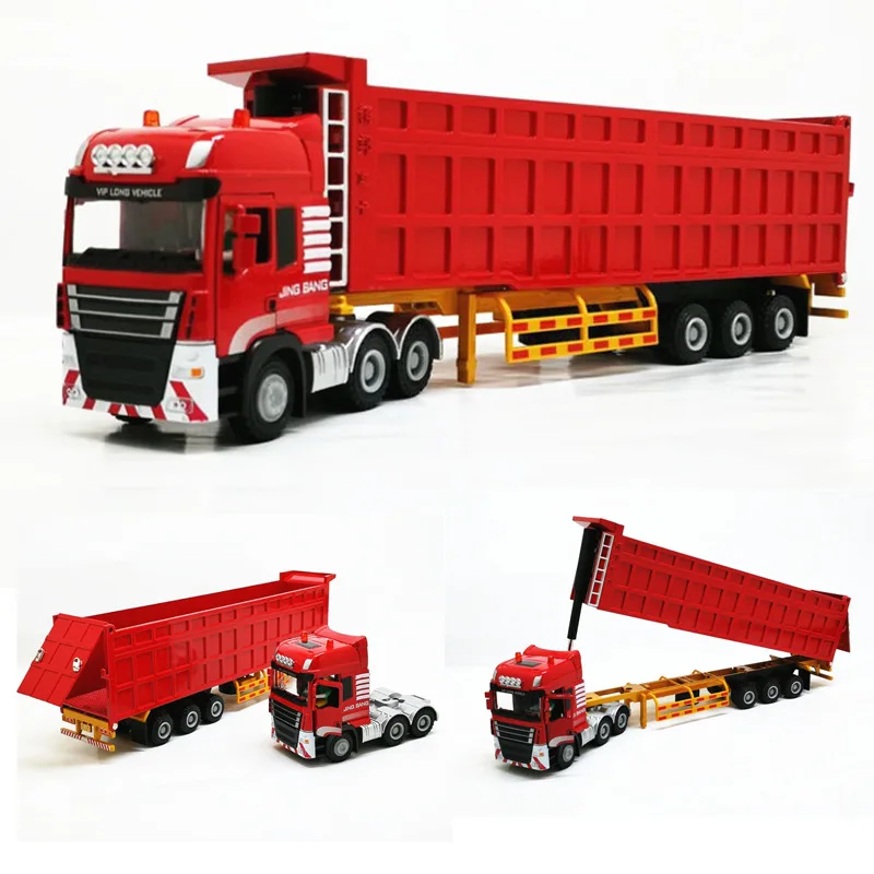 

[Funny] Dump truck Semi trailer heavy-duty truck engineering vehicle simulation toy car Collection model toys kids birthday gift