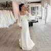 SoDigne Dubai Simple Wedding Dresses For Woman 2023 Long Sleeves Square Neck Bride Gowns Customized Bridal Gown vestido de novia 1
