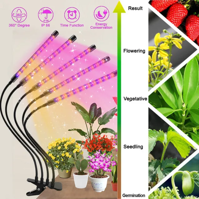 Leclstar Usb -Hajtású Led Grow Teljes Spektrumú, Időzítővezérlő Fito Lámpa Dc12V Fitolamp Palánták Virágsátorához - Image 4