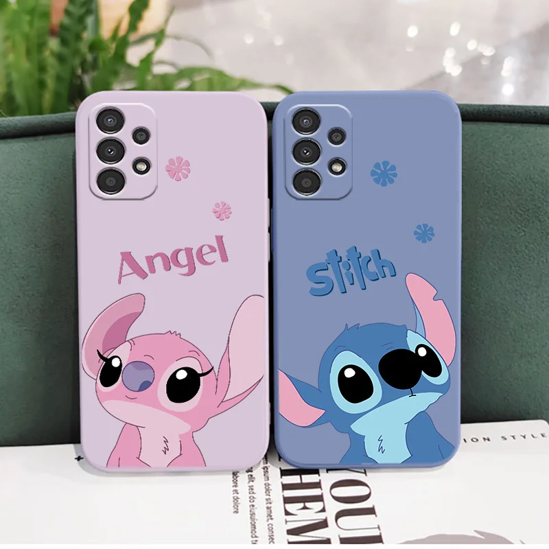 

Stitch Baby Disney Cute Phone Case For Samsung Galaxy A73 A72 A53 A52S A42 A33 A32 A23 A22S A21S F13 Liquid Rope Cover