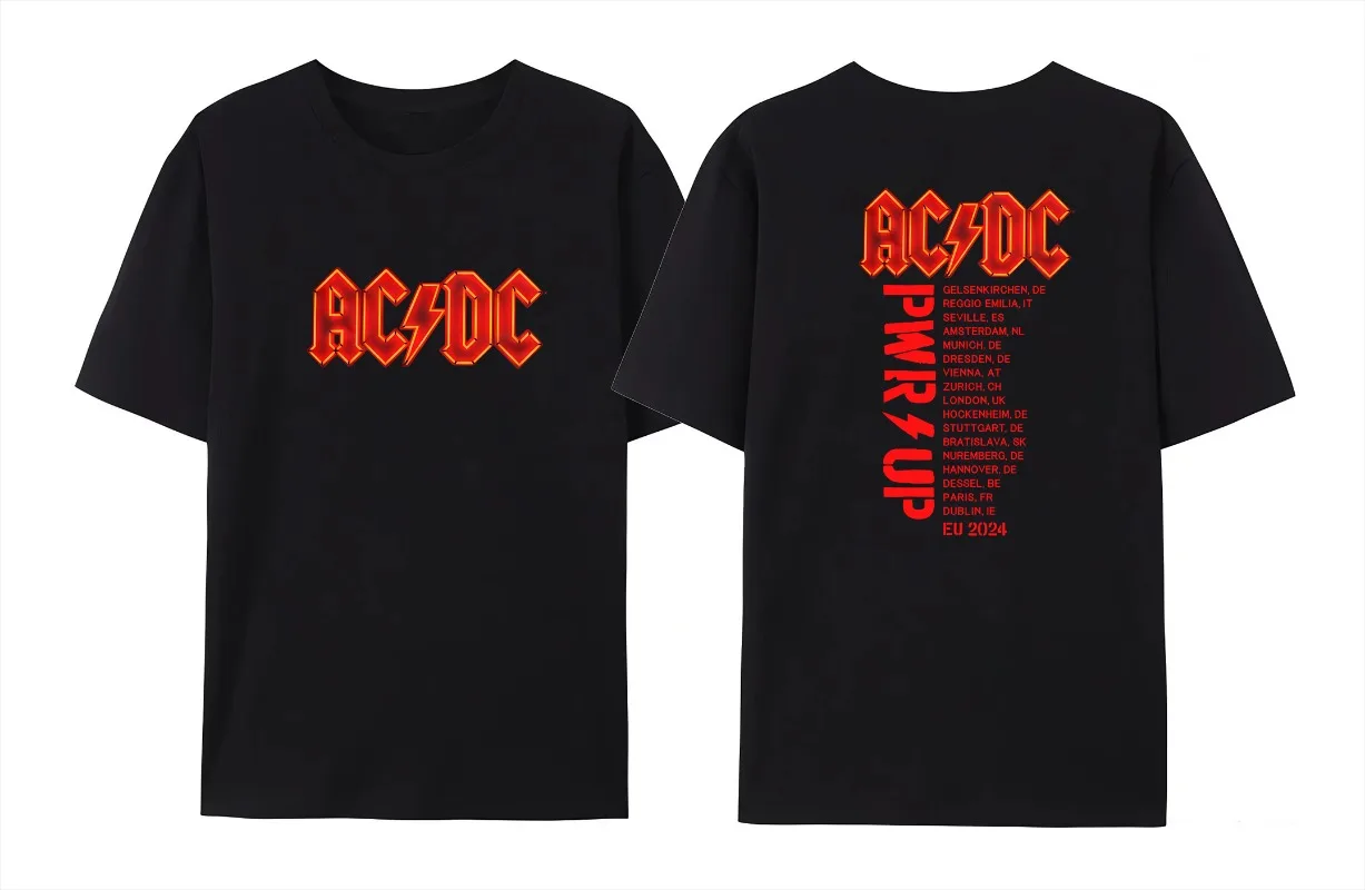 2024 New No1 Best Comfort Men World Ac Tour Dc Pwr Up Staff T-Shirt Cotone Testo Casual Da Donna Manica Corta