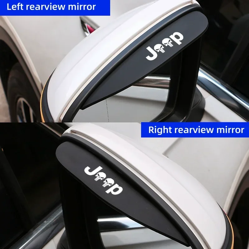 2PCS Car Rearview Mirror Rain Eyebrow For Jeep Renegade Compass Wrangler Grand Cherokee