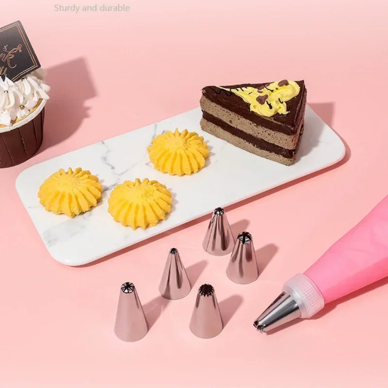 Silicone Icing Piping Cream Pastry Bag 8PCS/Set with 6 Stainless Nozzle Sets Cake Decorating Tips Reusable Cake Baking Tool cake decorating tip set,cake icing nozzles,baking nozzle set,cake decorating nozzle set,pastry bag set