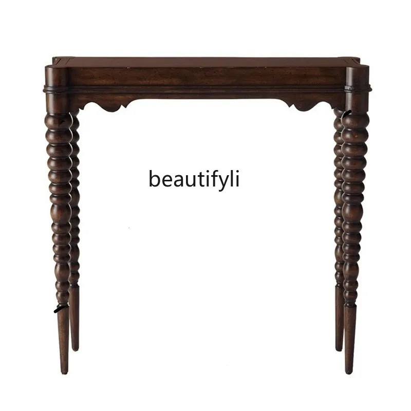 

American Modern Foyer Curio Cabinet Solid Wood Console European Simple Carved Solid Wood Display Stand drawer furniture