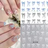 3D French Bowknot Ribbon Nail Stickers Cute White Pink Nail Stickers Self Adhesive Manicure Decorations DIY Nail Accessories 4