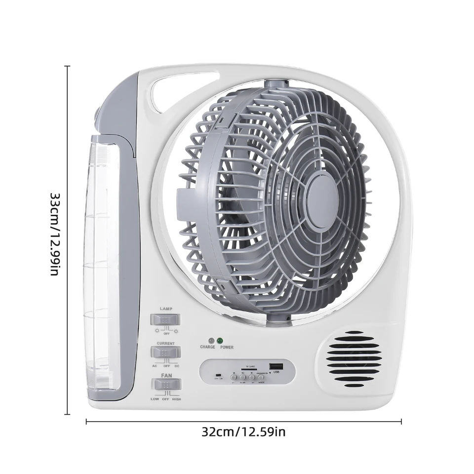 rechargeable electric fan with light and radio