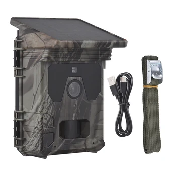 Solar Powered Night Vision Trail Camera 50MP 4K Hunting Cameras 0.3s Trigger Time Trail Camera for Wildlife Monitoring Hunting 1
