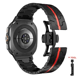 Premium Stainless Steel Watchband - Elegant Metal Strap - Galaxy Ultra2 (Black Red B)