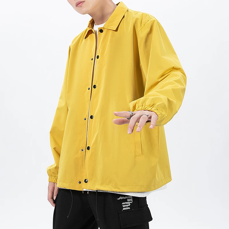 2024 Hip Hop Streetwear Plain Black Coach Jackets Vintage Waterproof Lightweight Windbreaker Coach Jacket For Men 2