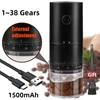New Portable USB Electric Coffee Bean Grinder 38 Gears External Adjustable 1500mAh Rechargeable Household Mini Coffee Machine 1