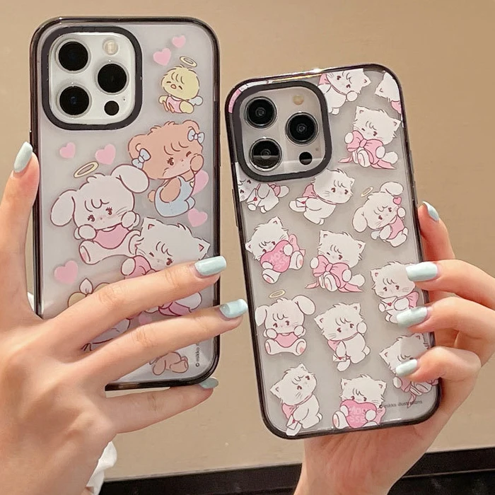 

2.0 Version Acrylic Upgrade Border White Cat Phone Case Cover for IPhone 11 12 13 14 15 Pro Max Case for IPhone 15 Pro Max