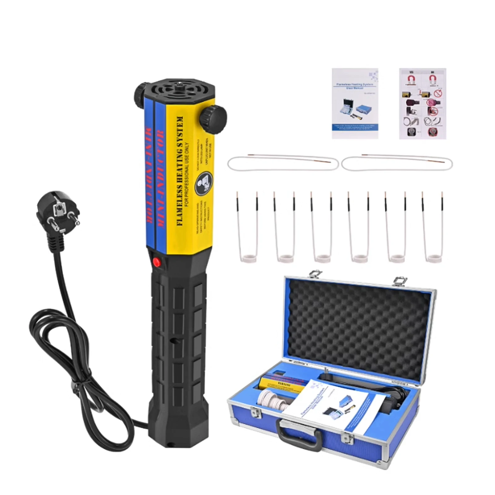 Kit de calentador de inducción magnético , 1000 W, 110 V, portátil, con 10 bobinas de inducción, extractor de pernos sin llama con estuche, apto para quitar pernos y tuercas oxidadas. | US
