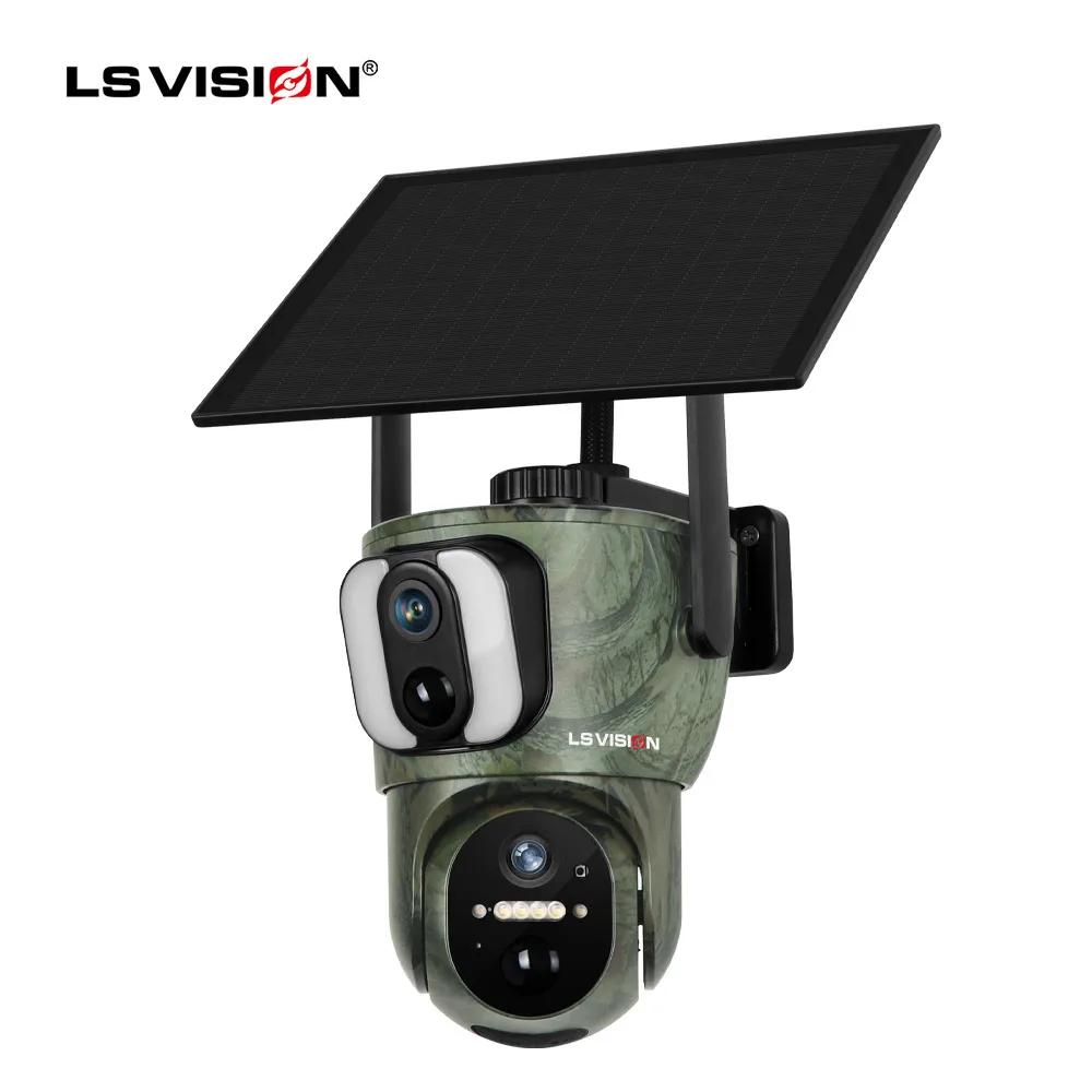 LS VISION 8MP Dual Screen Solar Security Camera 4K 4G/WiF Solar Monitor Camera P