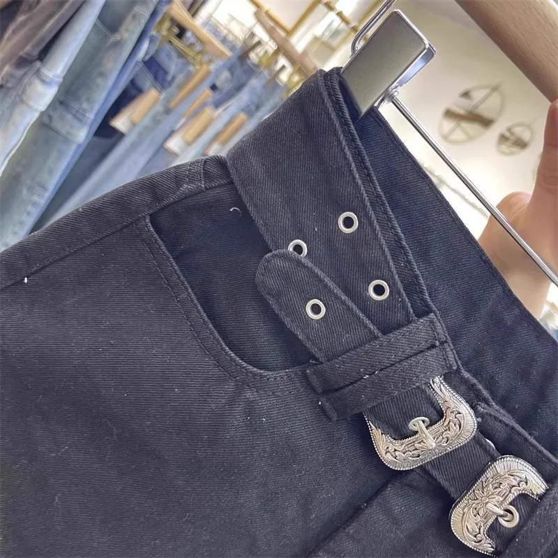 Retro Brown Shorts with A Cut Waistband High Waist Personalized Fashion Wide Leg Hot Pants Shorts Women