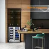 Phiestina Wine Beverage Refrigerator,24’’ Wine Cooler- 20 Bottles&78 Cans,Built-in/Freestanding Dual Zone Wine Fridge Glass Door 4