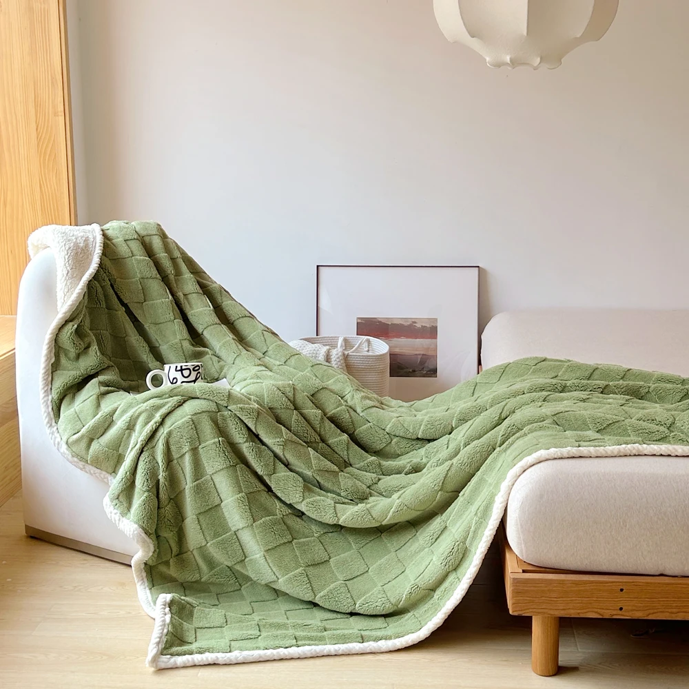 TeddyVelvetBedCoverWarmBedspreadPlaidMultifunctionalblanketSoftSofaBlanketWarmUpIn