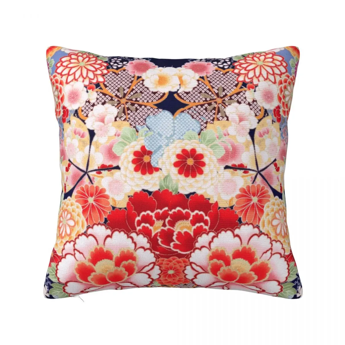 

Antique Japanese Flower Wild Roses Pillowcase Polyester Cushion Cover Peony Flower Kimono Style Floral Throw Pillow Case Cover