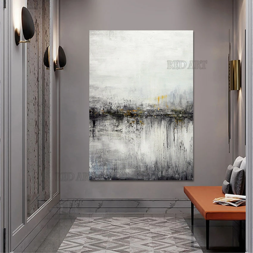 

Abstract Texture Canvas Oil Painting, 100% Hand Painted, Frameless, Large Size, Wall Poster, Picture Artwork, Black and White