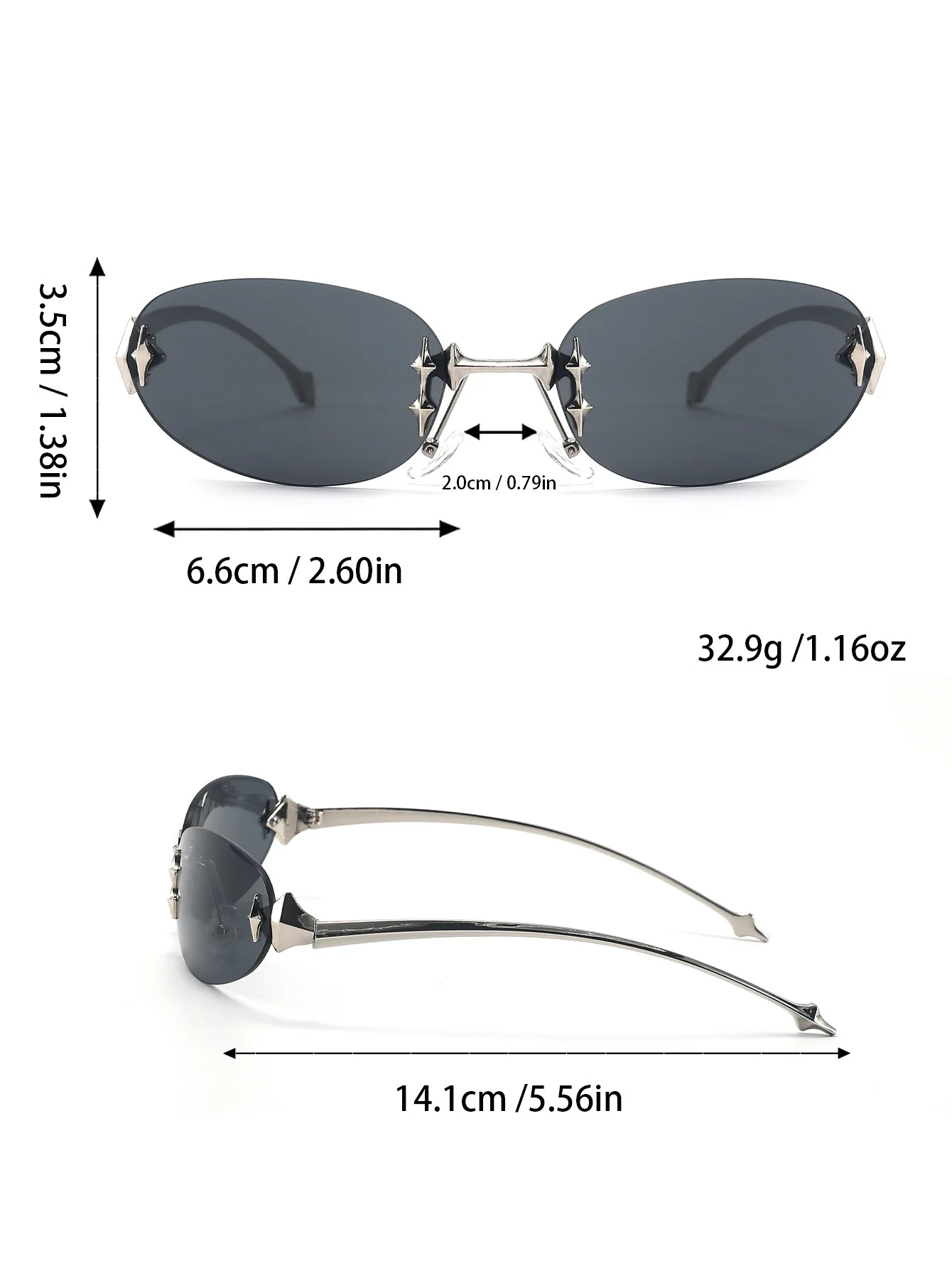 Einzigartige Legierung Rosa Spiegel Y2K Sonnenbrille Damen Neue Mode Randlose Ovale Farbverlauf Silber Sonnenbrillen Sexy Fahrbrillen für Damen – Detail 12