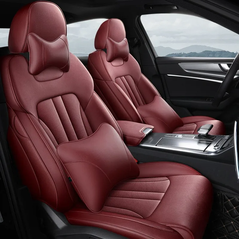 

Luxury Car Seat Covers Full Set Seat Pillow For Audi A6 2019 360° Full Covered Breathable Leather Car Seat Protective Cover