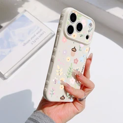 Spring Pastel Floral Shockproof Phone Case - Cute Girly Heart Design Back Cover - iPhone 15 (Vintage White)