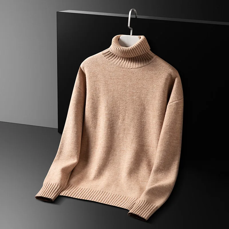 

2023 Autumn and Winter New Fashion Trend Solid Color Warm Sweater Men's Casual Loose Comfortable Thickened Large Size Sweater