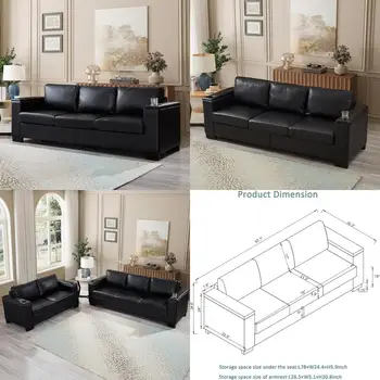 Oversized Faux Leather Sofa 1