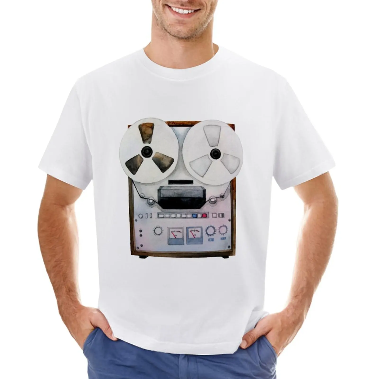 

Watercolor reel tape recorder T-Shirt tees hippie clothes vintage clothes big and tall t shirts for men