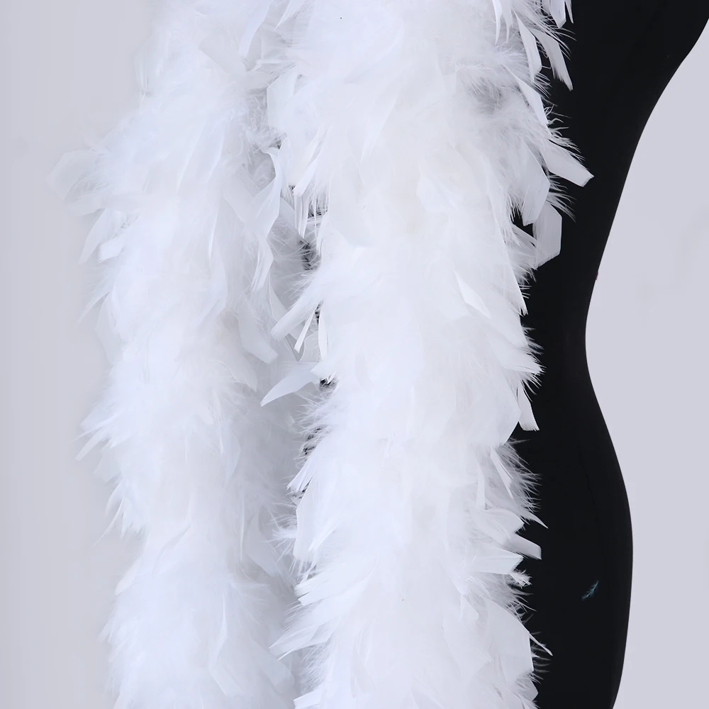 Wholesale 90 Grams Turkey Feather Boa Natural Turkey Marabou Feather Scarf for Costume Party Dress Decoration Shawl 2 Meters