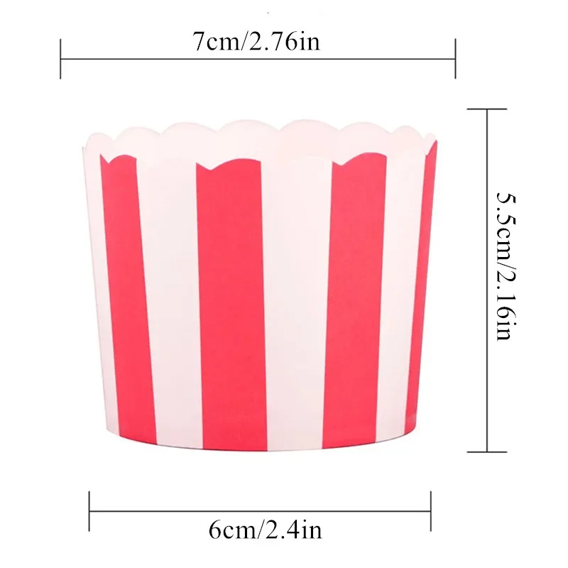 Taza de papel a rayas para cupcakes, envoltorio de papel a prueba de grasa para magdalenas, taza para hornear magdalenas para fiesta, 50 piezas