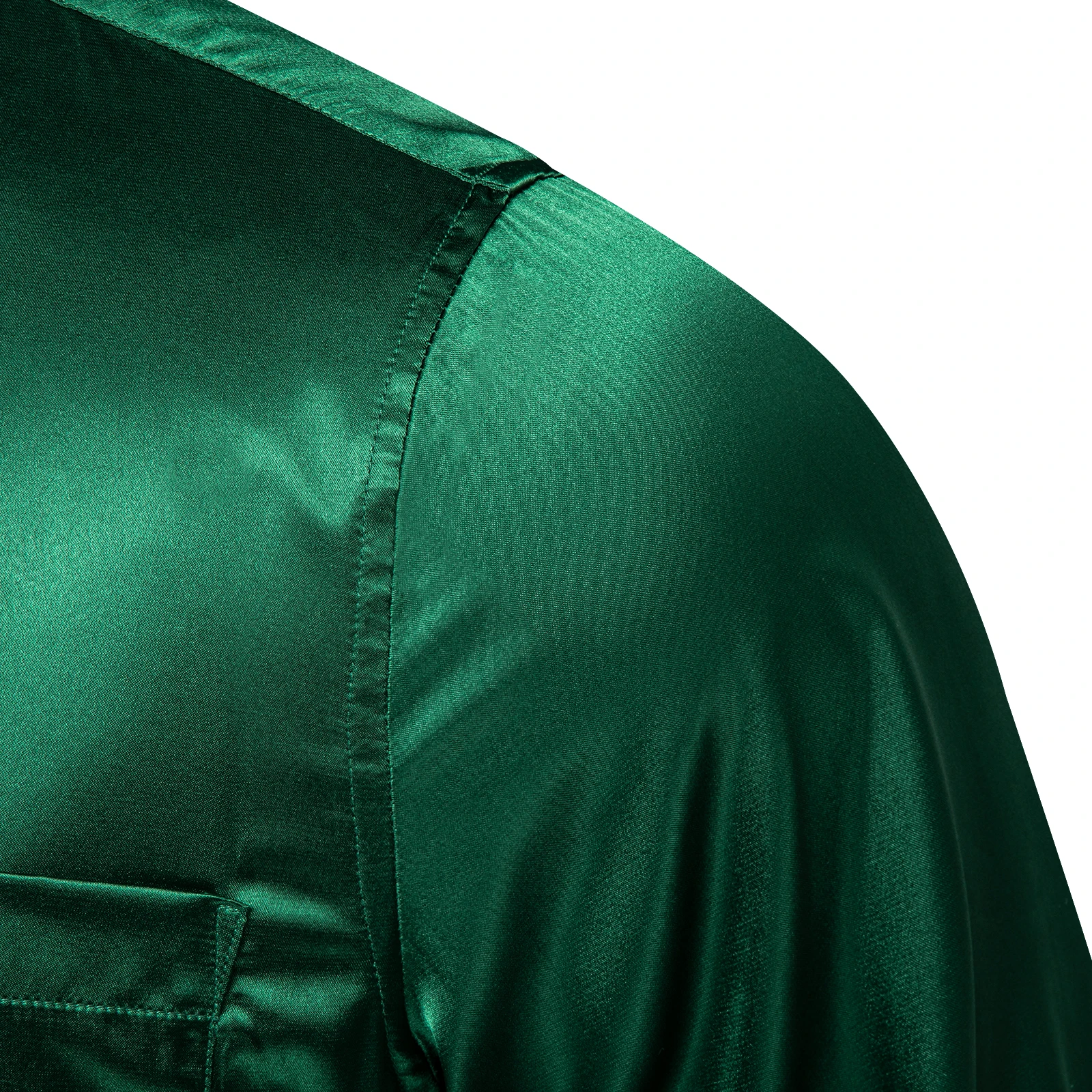 Mens Dress Shirt Green Plaid Splicing Contrasting Colors Long Sleeve Shirts For Men Designer Stretch Satin Tuxedo Shirt