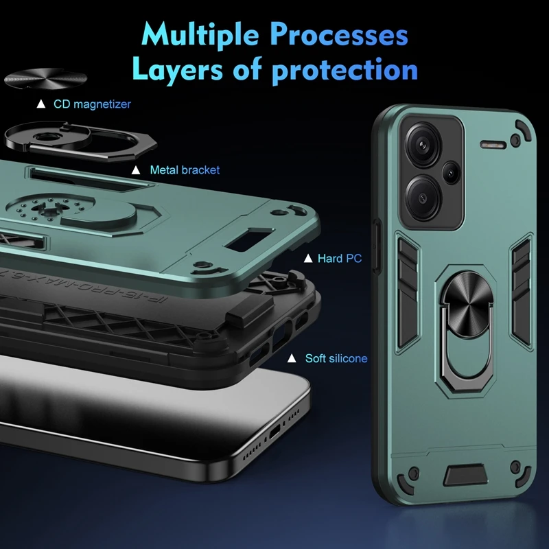 Shockproof Armor Case with Car Magnetic Holder Ring