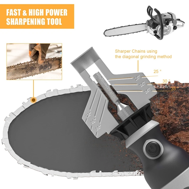 

Cordless Chainsaw Sharpener, Electric Handheld Chainsaw Sharpening Kit, High Speed Chainsaw Sharpening Tool