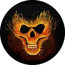 

TIRE COVER CENTRAL Skull Fire Flames Spare Tire COVER for 255/70R18