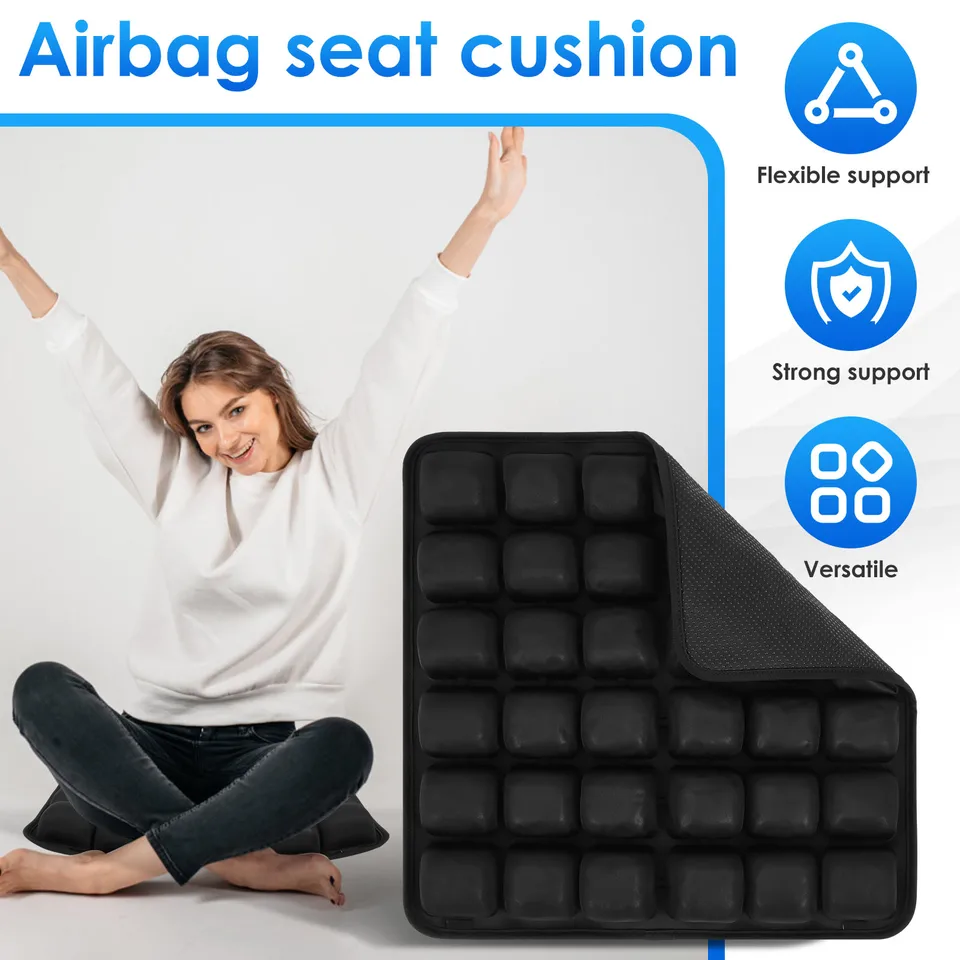 Inflatable Seat Cushion With 56 Air Cells – Tailbone Pain Relief For Office Chair, Car, Wheelchair