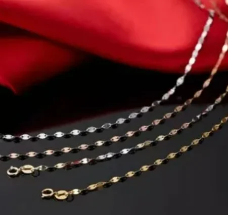18K Gold Necklace For Women AU 750 Jewelry 3 Colors Rose Gold 