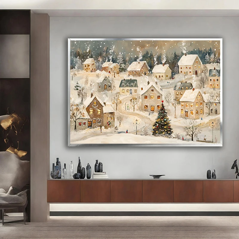 Christmas Train Farmhouse Canvas Painting 2