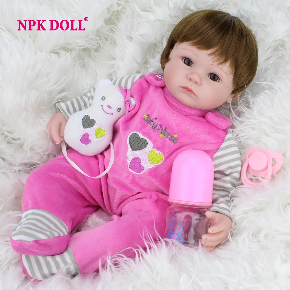 NPK DOLL Bebe Reborn 17inch Soft Silicone Reborn Baby doll Girl Real alive  dolls surprises gift for Kids