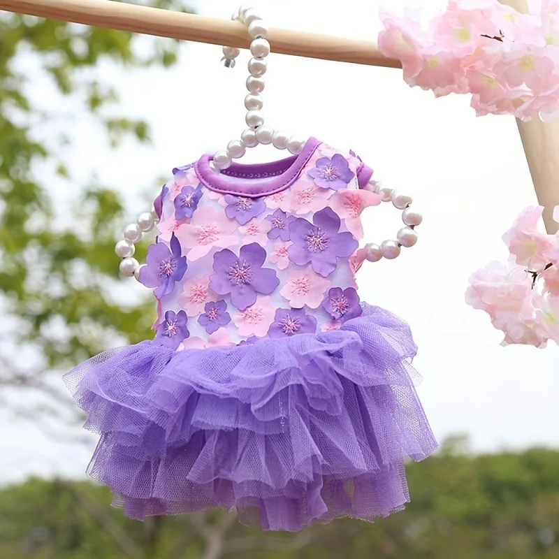 Floral Princess Dog Dress – Soft, Breathable Outfit for Small & Medium Dogs 5